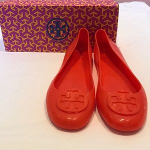 Tory Burch Jelly Reva Equestrian Orange Flats